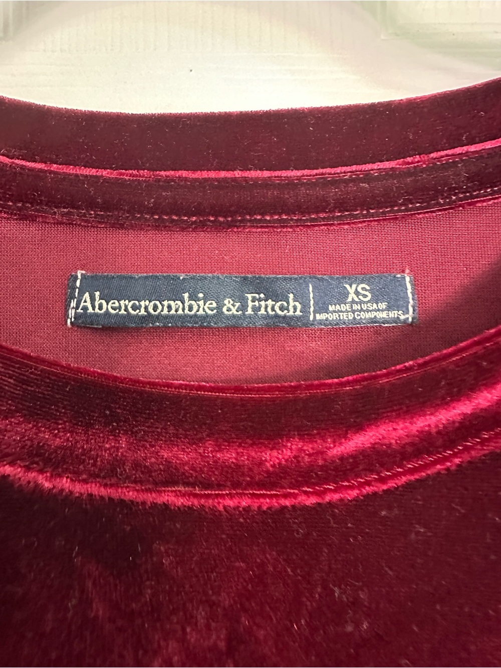 Abercrombie & Fitch Women's Velvet Short Sleeve Tee - Wine - Picture 3 of 6